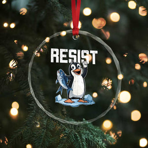 Funny Penguin Resist Crystal Glass Ornament Against Tariffs Protest TS02 Print Your Wear