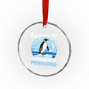 Funny Penguin Resist Crystal Glass Ornament Flippers Up I Stand With The Penguins TS02 Print Your Wear