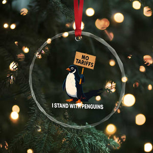 Funny Penguin Resist Crystal Glass Ornament No Tariffs I Stand With Penguins TS02 Print Your Wear