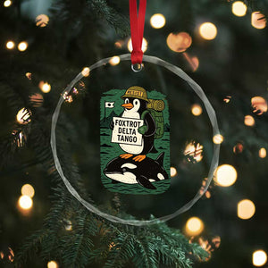 Funny Penguin Resist Crystal Glass Ornament No Tarriffs Activism Graphic TS02 Print Your Wear
