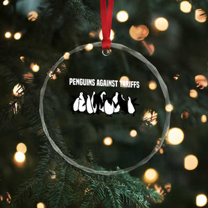 Funny Penguin Resist Crystal Glass Ornament Penguins Against Tariffs Sarcastic Saying Meme TS02 Print Your Wear