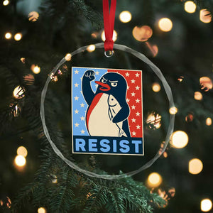 Funny Penguin Resist Graphic Crystal Glass Ornament Resist Protest Against Tariffs TS02 Print Your Wear