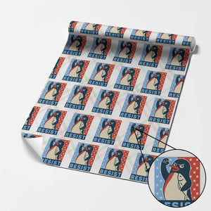 Funny Penguin Resist Graphic Wrapping Paper Roll Resist Protest Against Tariffs TS02 Christmas Plaid Print Your Wear