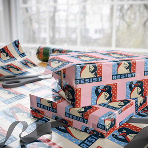 Funny Penguin Resist Graphic Wrapping Paper Roll Resist Protest Against Tariffs TS02 Light Pink Print Your Wear