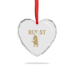 Funny Penguin Resist Heart Crystal Glass Ornament Against Tariffs Activism Vintage TS02 Print Your Wear