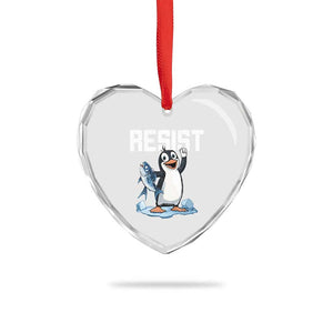 Funny Penguin Resist Heart Crystal Glass Ornament Against Tariffs Protest TS02 Print Your Wear