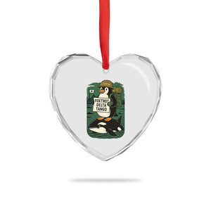 Funny Penguin Resist Heart Crystal Glass Ornament No Tarriffs Activism Graphic TS02 Print Your Wear