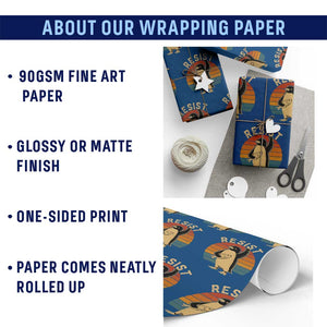 Funny Penguin Resist Wrapping Paper Roll Against Tariffs Retro Vintage TS02 Print Your Wear