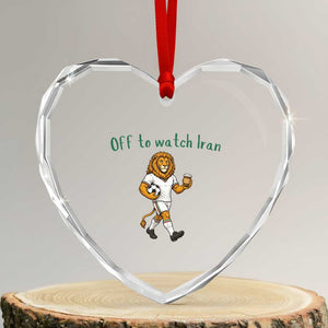Funny Persian Lion Soccer Fan Gift Heart Crystal Glass Ornament Off To Watch Iran
