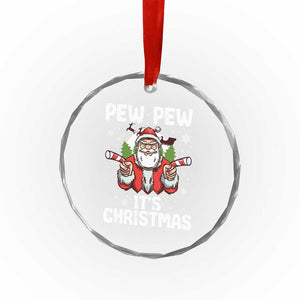 Funny Pew Pew Santa Christmas Crystal Glass Ornament Angry Santa with Candy Cane Guns Holiday Humor TS02 Print Your Wear