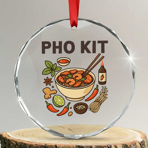 Funny Pho Kit Vietnamese Noodle Pun Crystal Glass Ornament Ramen Pho Lovers Hilarious Foodie Graphic TS02 Transparent Glass 3'' Circle Print Your Wear