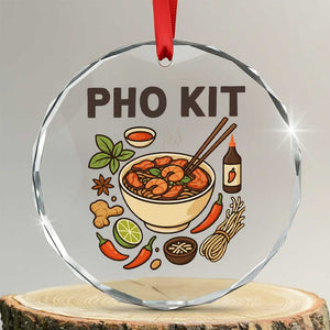 Funny Pho Kit Vietnamese Noodle Pun Crystal Glass Ornament Ramen Pho Lovers Hilarious Foodie Graphic TS02 Transparent Glass 3'' Circle Print Your Wear