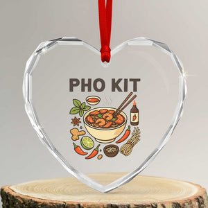 Funny Pho Kit Vietnamese Noodle Pun Heart Crystal Glass Ornament Ramen Pho Lovers Hilarious Foodie Graphic TS02 Transparent Glass 3'' Heart Print Your Wear