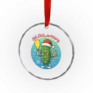 Funny Pickleball Xmas Crystal Glass Ornament Eat Dink And Be Merry Gift For Players TS12 Print Your Wear