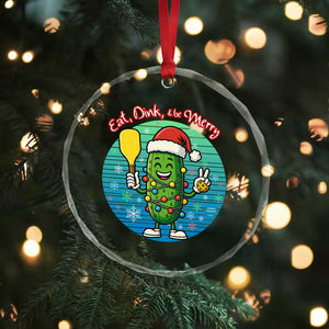 Funny Pickleball Xmas Crystal Glass Ornament Eat Dink And Be Merry Gift For Players TS12 Print Your Wear