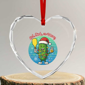 Funny Pickleball Xmas Heart Crystal Glass Ornament Eat Dink And Be Merry Gift For Players TS12 Transparent Glass 3'' Heart Print Your Wear
