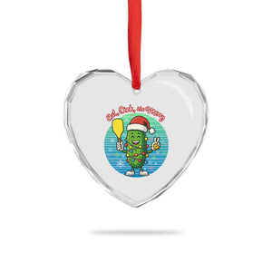 Funny Pickleball Xmas Heart Crystal Glass Ornament Eat Dink And Be Merry Gift For Players TS12 Print Your Wear