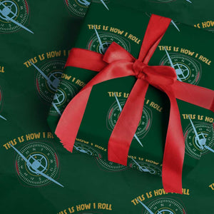 Funny Pilot Aviation Airplane Wrapping Paper Roll This Is How We Roll TS14 Green Print Your Wear