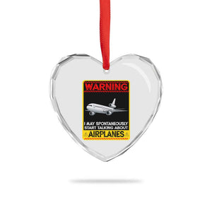 Funny Pilot Heart Crystal Glass Ornament Warning May Spontaneously Talk About Airplanes TS14 Print Your Wear