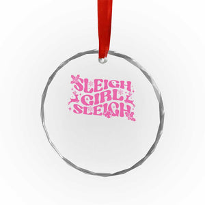 Funny Pink Christmas Crystal Glass Ornament Sleigh Girl Sleigh Reindeer TS11 Print Your Wear