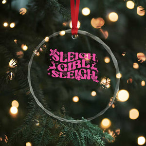 Funny Pink Christmas Crystal Glass Ornament Sleigh Girl Sleigh Reindeer TS11 Print Your Wear