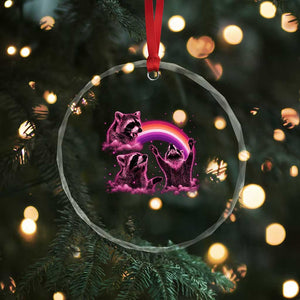 Funny Pink Raccoon Live Laugh Crystal Glass Ornament Lesbian Pride Month TS12 Print Your Wear