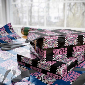 Funny Pink Santa Christmas Wrapping Paper Roll Christmas Vibes Checkboard TS11 Black Print Your Wear
