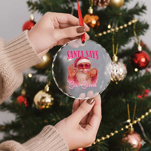 Funny Pink Santa Says Six Seven Crystal Glass Ornament 67 Christmas Meme Gen Alpha TS11 Print Your Wear