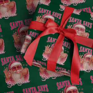Funny Pink Santa Says Six Seven Wrapping Paper Roll 67 Christmas Meme Gen Alpha TS11 Green Print Your Wear