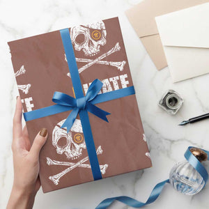 Funny Pirate Pi Cryptocurrency Wrapping Paper Roll Crypto Coins Blockchain Mining TS02 Mocha Print Your Wear