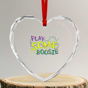 Funny Play Some Boosie Mardi Gras Heart Crystal Glass Ornament Beads Carnival Louisiana TS11 Transparent Glass 3'' Heart Print Your Wear