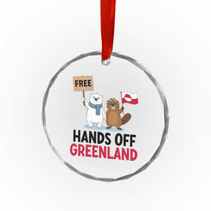 Funny Polar Bear Political Protest Crystal Glass Ornament Hands Off Greenland TS12 Print Your Wear