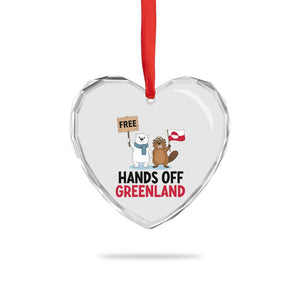 Funny Polar Bear Political Protest Heart Crystal Glass Ornament Hands Off Greenland TS12 Print Your Wear