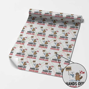 Funny Polar Bear Political Protest Wrapping Paper Roll Hands Off Greenland TS12 Christmas Plaid Print Your Wear