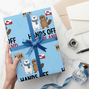 Funny Polar Bear Political Protest Wrapping Paper Roll Hands Off Greenland TS12 Light Blue Print Your Wear