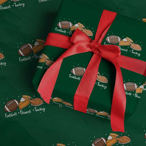 Funny Political Fall Season Wrapping Paper Roll Football Dessert Turkey Thanksgiving TS11 Green Print Your Wear