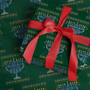 Funny Political Ugly Wrapping Paper Roll All I Want For Hanukkah Is A New President TS12 Green Print Your Wear