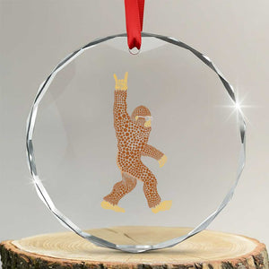 Funny Polka Dot Bigfoot Rock On Crystal Glass Ornament Dot Day Gift