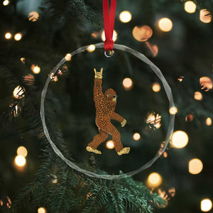 Funny Polka Dot Bigfoot Rock On Crystal Glass Ornament Dot Day Gift