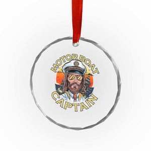 Funny Pontoon Boating Motor Boatin Lake Crystal Glass Ornament Motor Boat Captain TS14 Print Your Wear