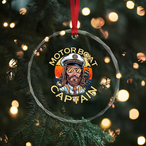 Funny Pontoon Boating Motor Boatin Lake Crystal Glass Ornament Motor Boat Captain TS14 Print Your Wear