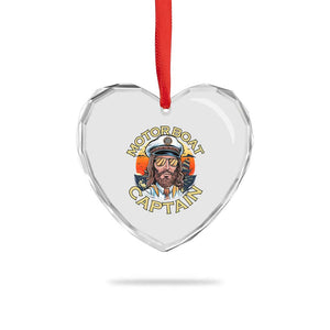 Funny Pontoon Boating Motor Boatin Lake Heart Crystal Glass Ornament Motor Boat Captain TS14 Print Your Wear