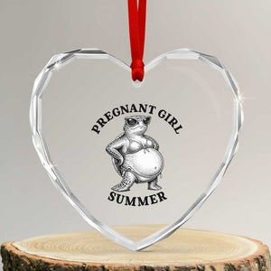Funny Pregnant Girl Summer Turtle Heart Crystal Glass Ornament Cute Stipple Maternity Bikini Sea Turtle Beach
