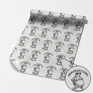 Funny Pregnant Girl Summer Turtle Wrapping Paper Roll Cute Stipple Maternity Bikini Sea Turtle Beach