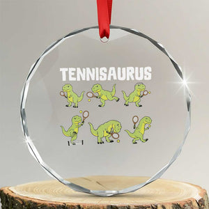 Funny Prehistoric Dinosaur Tennis Player Crystal Glass Ornament Gift For Tennis Fans TS12 Transparent Glass 3'' Circle Print Your Wear