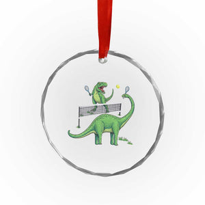 Funny Prehistoric Dinosaur Tennis Player Game Day Crystal Glass Ornament TS12 Print Your Wear