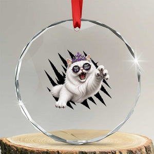Funny Princess Cat With Featuring Scratch Effect Printed Crystal Glass Ornament This Is An Outrage