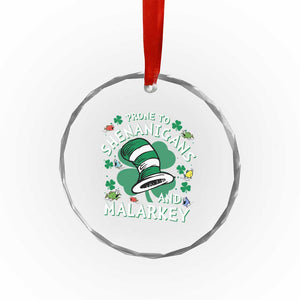 Funny Prone To Shenanigans And Malarkey Crystal Glass Ornament St Patricks Day Reading Hat TS11 Print Your Wear