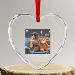 Funny Punch Monkey Baseball Heart Crystal Glass Ornament I Live Here Now Ballpark Graphic TS14 Transparent Glass 3'' Heart Print Your Wear