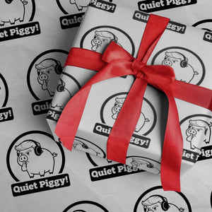Funny Quiet Quiet Piggy Meme Wrapping Paper Roll Anti Fascist Political Parody Gift TS12 White Print Your Wear